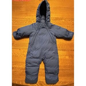 Infant  Lands End one piece snowsuit goose down filling 12 -18 months blue